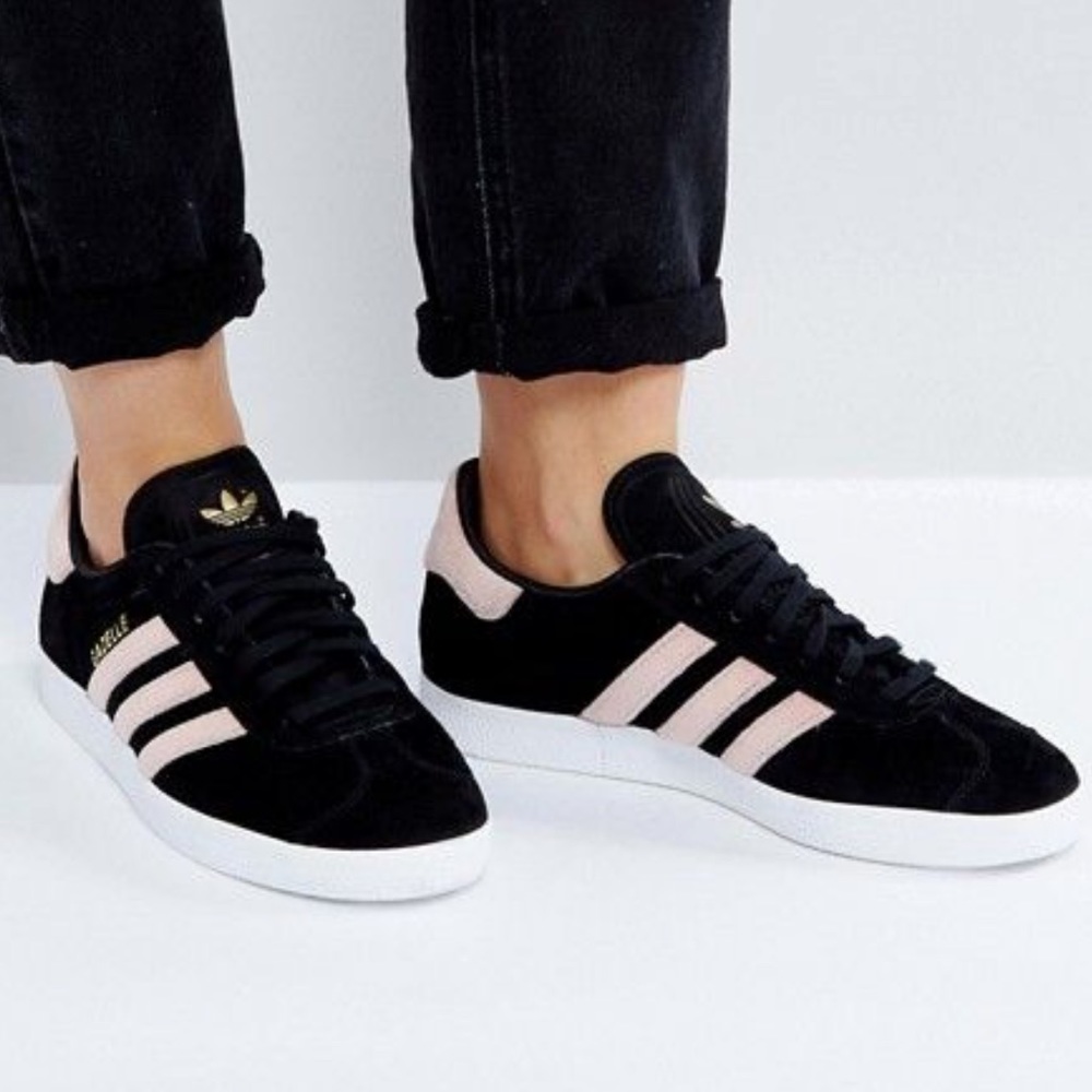 adidas Women’s Black and Light Pink Classic Athletic Sneakers